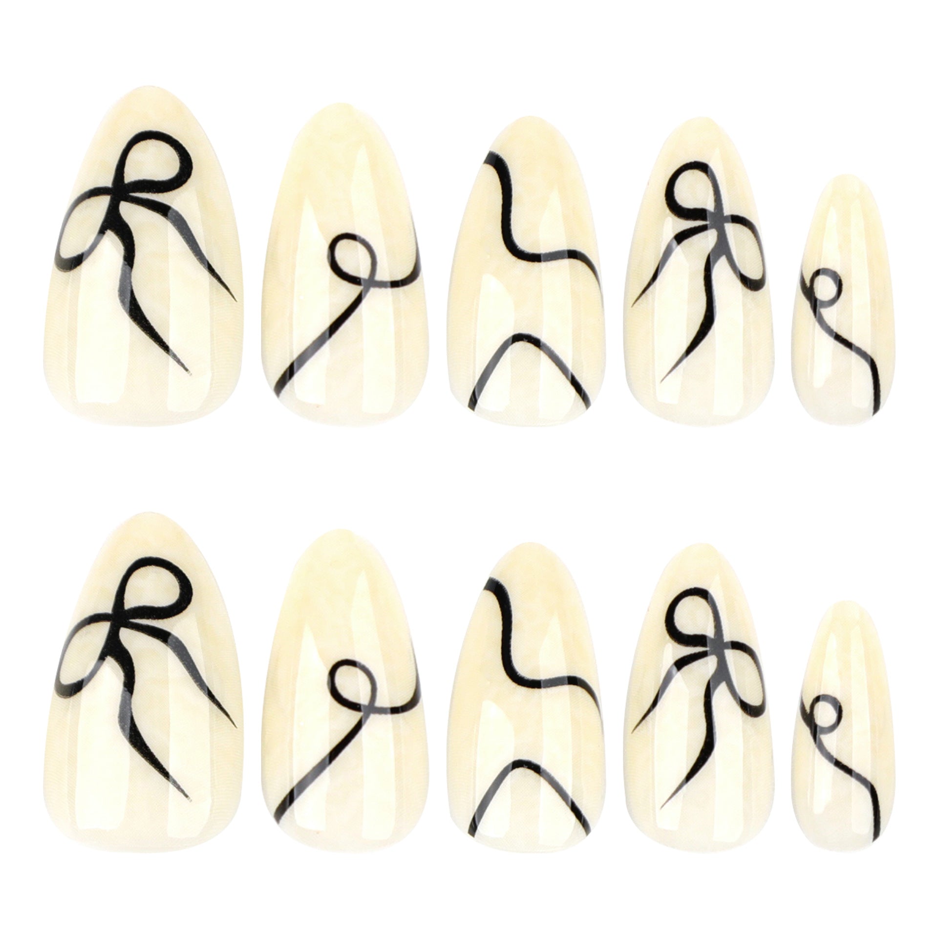 Wholesale 24 Pieces/box Black Bow Nails Kits Nail Stickers