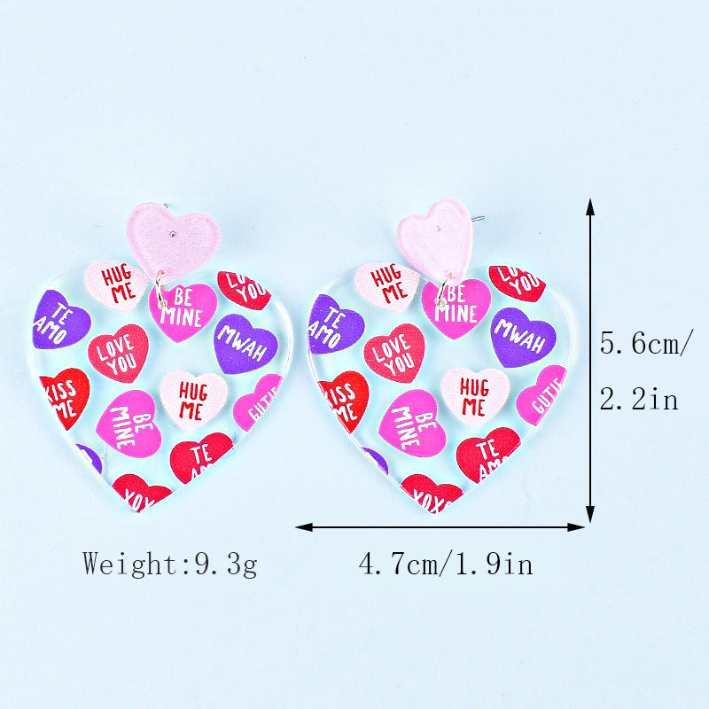 Wholesale Valentine' s Day Acrylic Heart Earrings