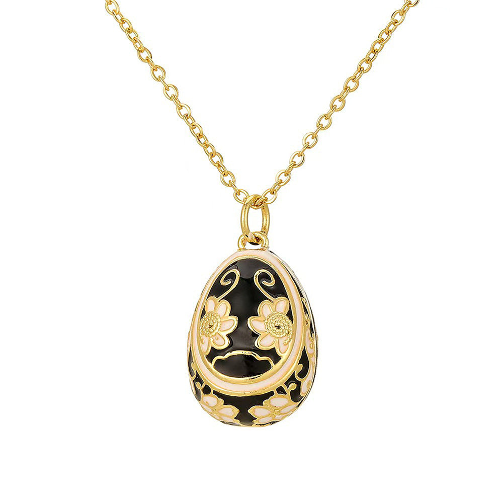 Wholesale 18K Real Gold Copper Zircon Easter Egg Necklace