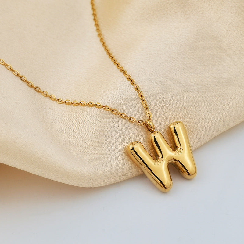 Wholesale 26 Letters 18K Gold Plated Polished Letter Necklaces ACC-NE-GuDi014