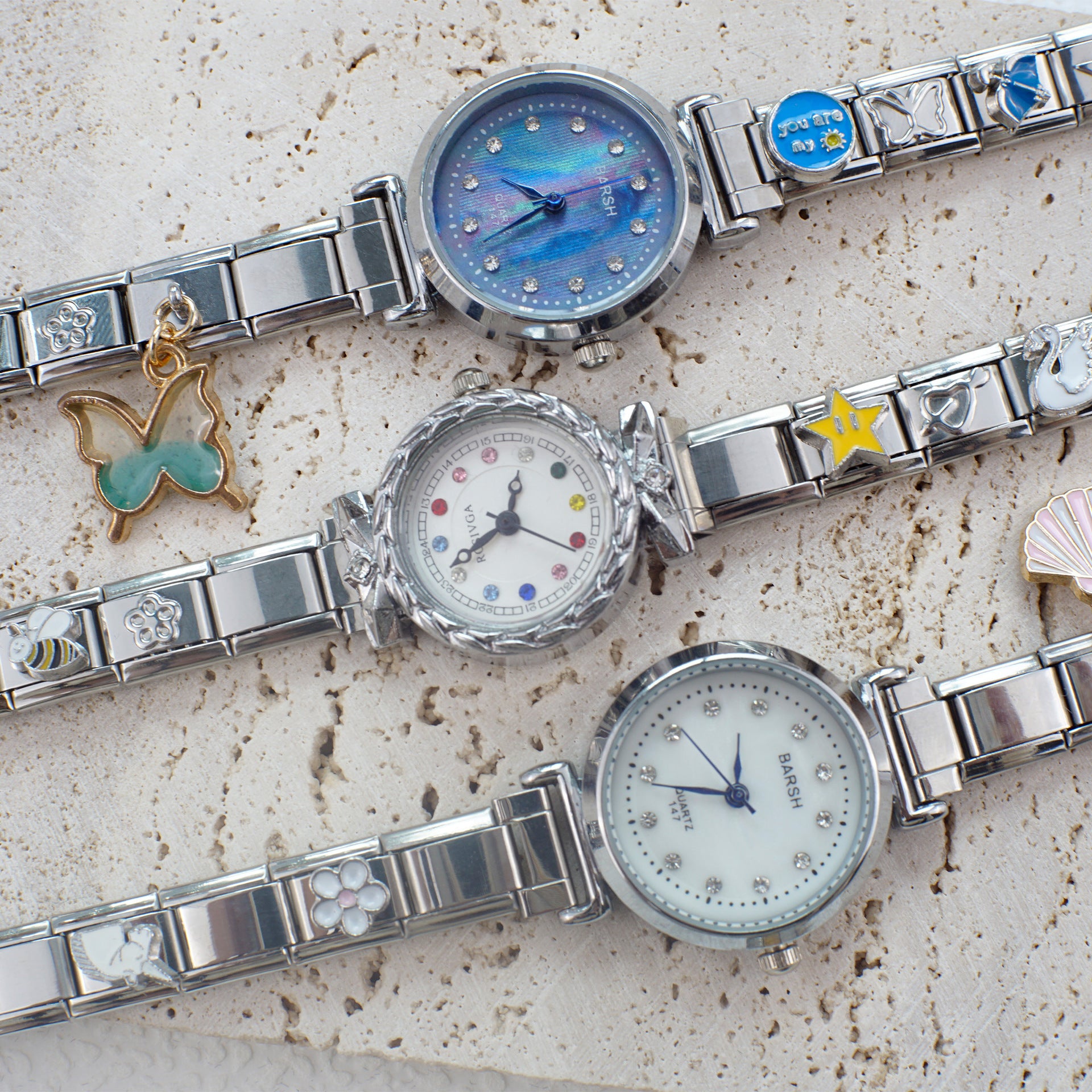 Wholesale Diamond-Set Stainless Steel Italian Charm Watches