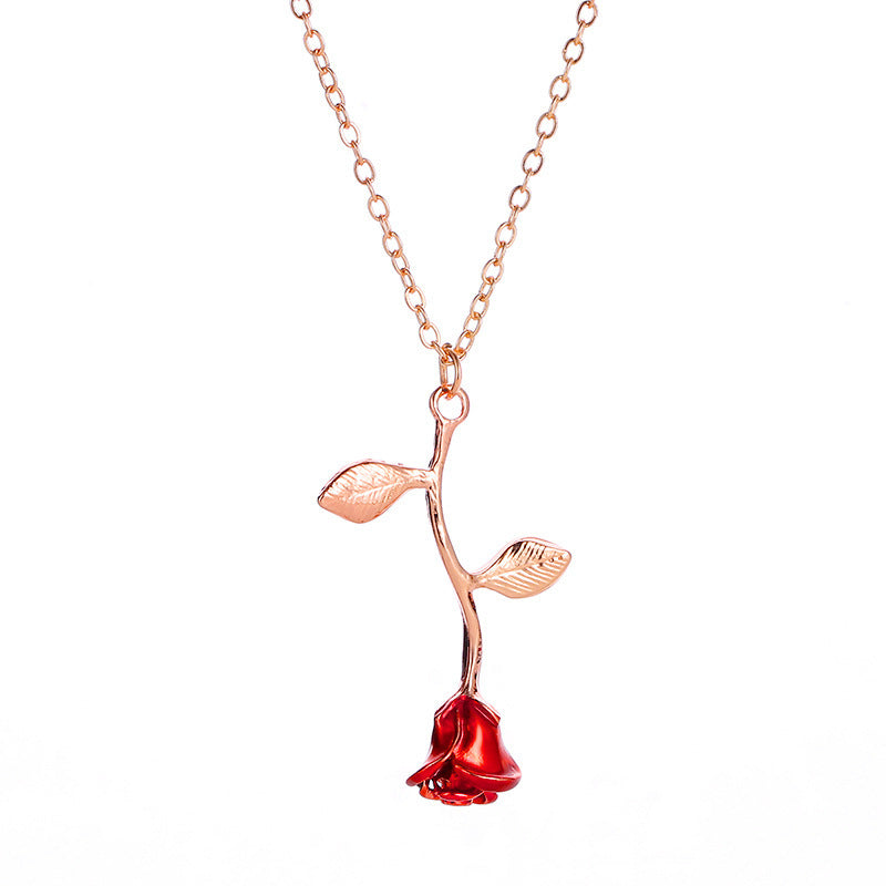 Wholesale Love Rose Necklace  Flower Heart-shaped Clavicle Chain
