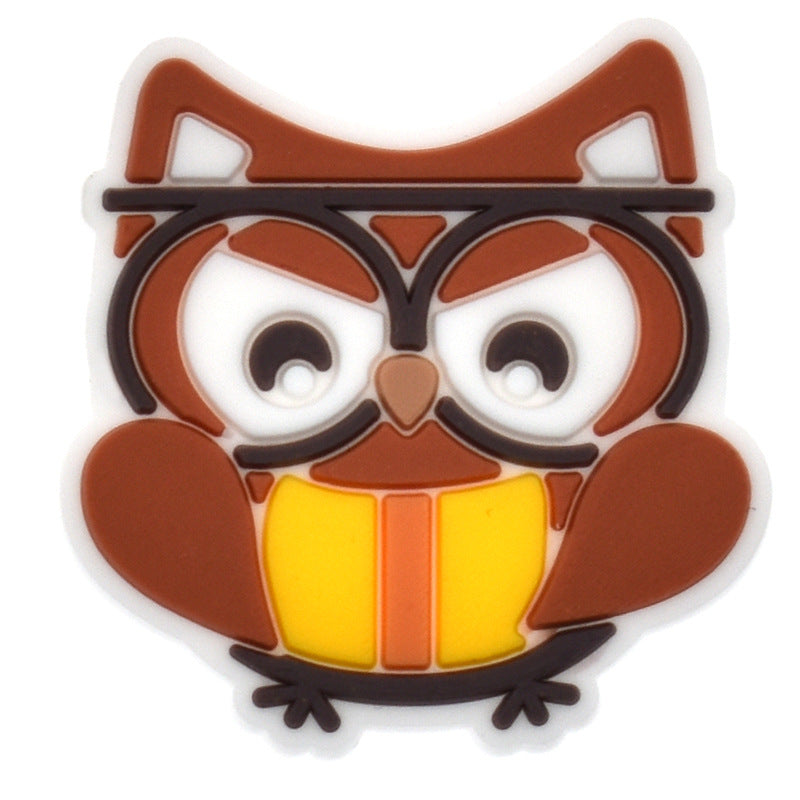 Wholesale Random 100pcs of Owl PVC Soft Adhesive Hole Shoes with DIY Decorations ACC-SC-RYY009