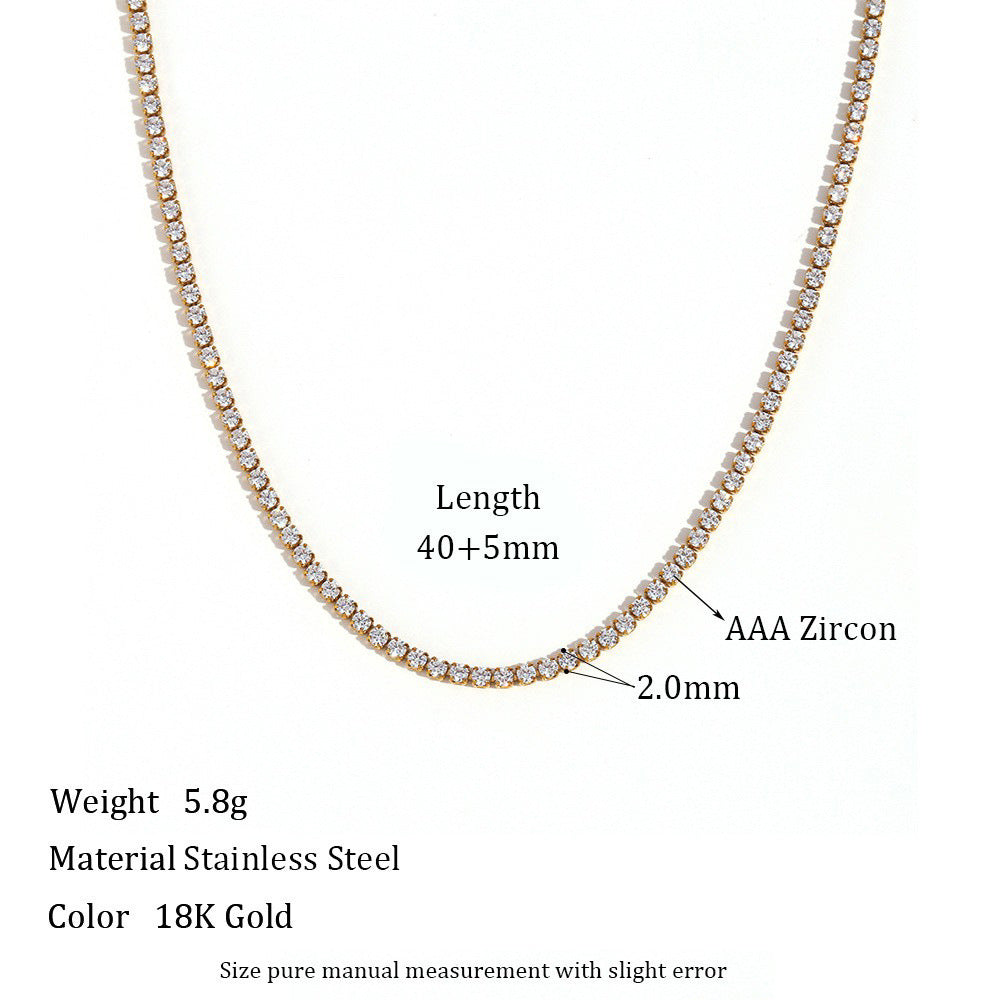 Wholesale Stainless Steel 2mm Zircon 40cm Chain Necklace ACC-NE-Mengj006