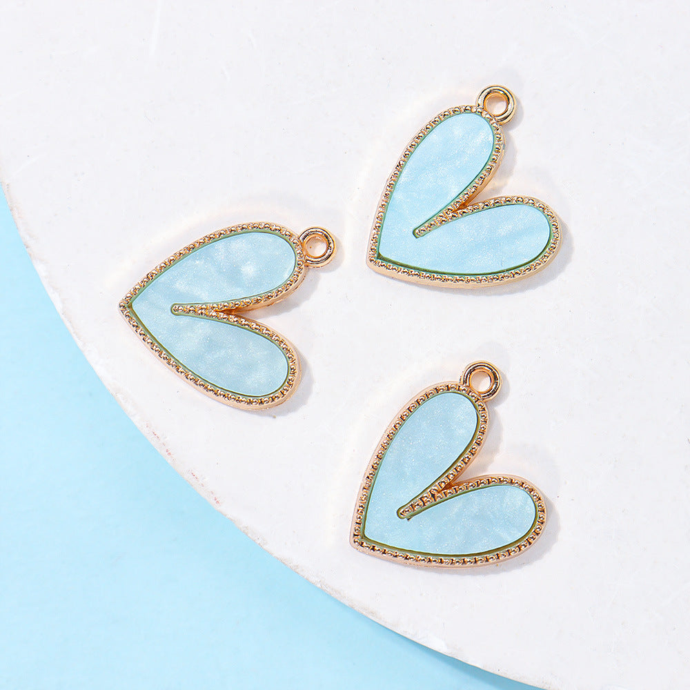 Wholesale 20pcs/ pack Acrylic Peach Heart Heart Alloy Pendant Pendant DIY Jewelry
