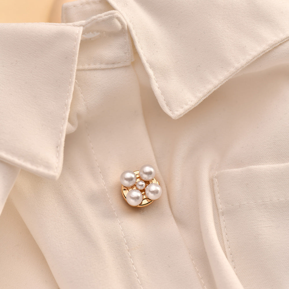 Wholesale 5PCS Metal and Faux Pearl Shirt Cufflinks