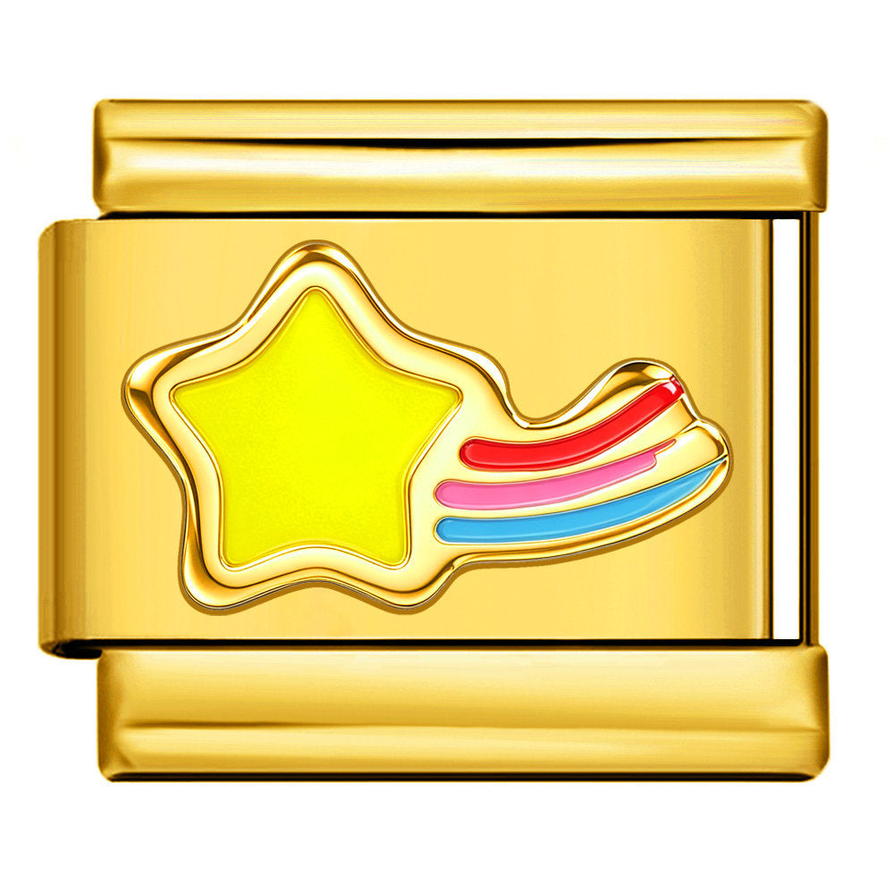 Wholesale Gold Stainless Steel Star Enamel Stretch Bracelet Italian Style Modular Jewelry Accessory For Gift And Resale
