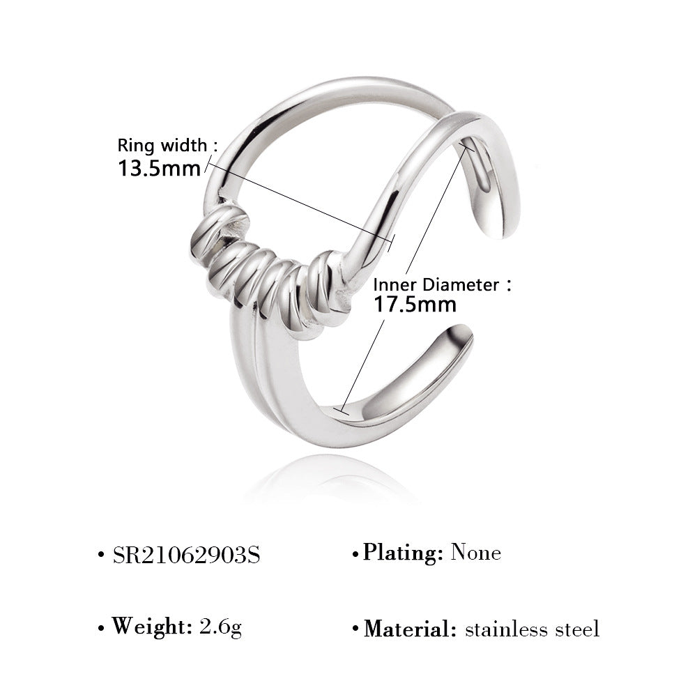 Wholesale  Titanium Steel Geometric Hollow Overlapping Ring