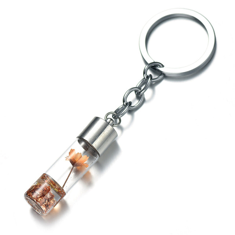 Wholesale Plant Dried Flower Glass Bottle Pendant Immortal Flower Keychains ACC-KC-KaWu001