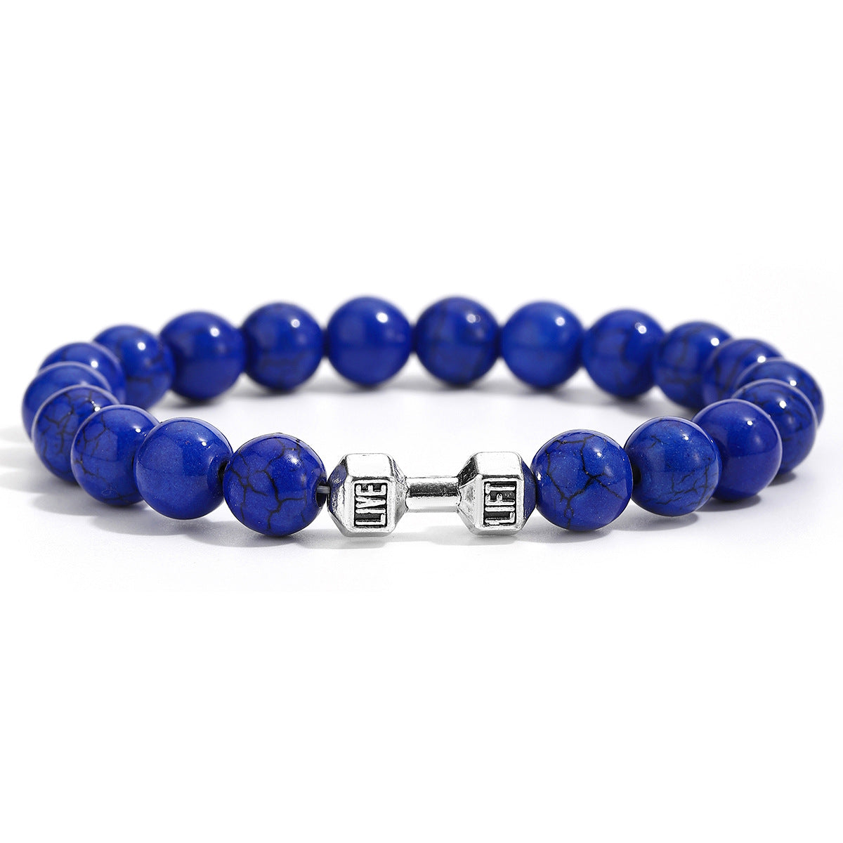 Wholesale Handmade Yoga Dumbbell Bracelet White Turquoise Beads Adjustable Unisex Fashion Accessory Gift Boutique Resale