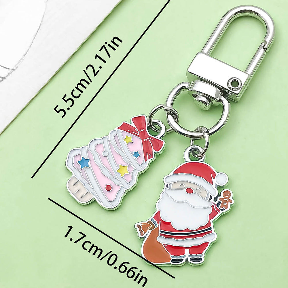 Wholesale Christmas oil drop alloy  snowman bell  keychain