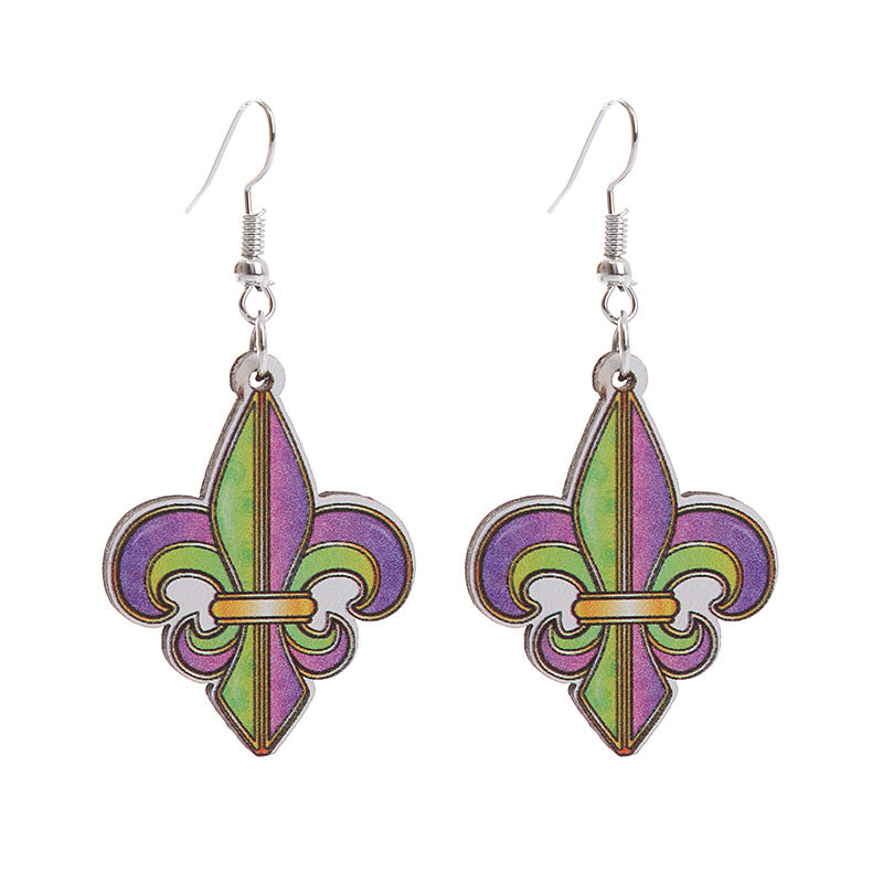 Wholesale  Carnival wooden earrings carnival truck clown hat earrings holiday earrings