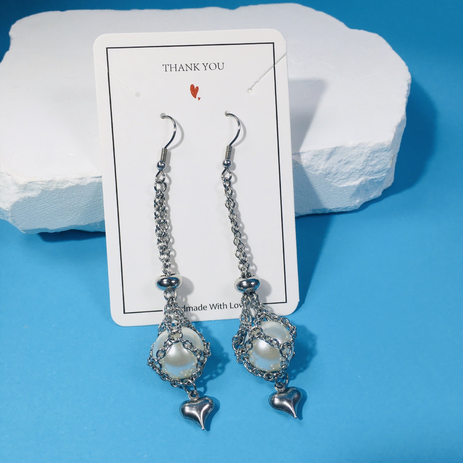 Wholesale Replaceable Crystal Natural Stone Adjustable Metal Mesh Earrings Pearl Pendant ACC-ES-RongGuan002