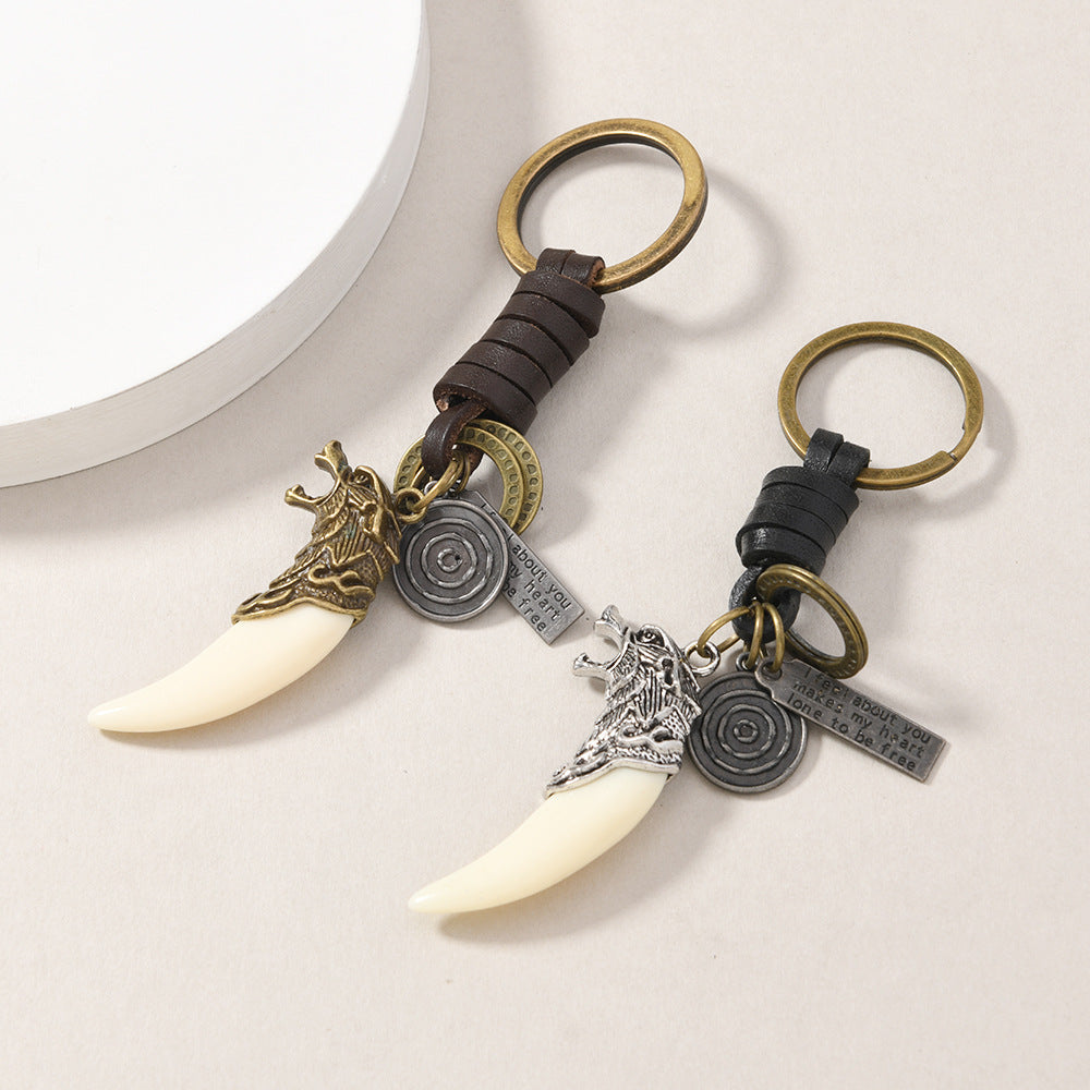 Wholesale  Fashion Wolf Head Alloy Hanging Keychain