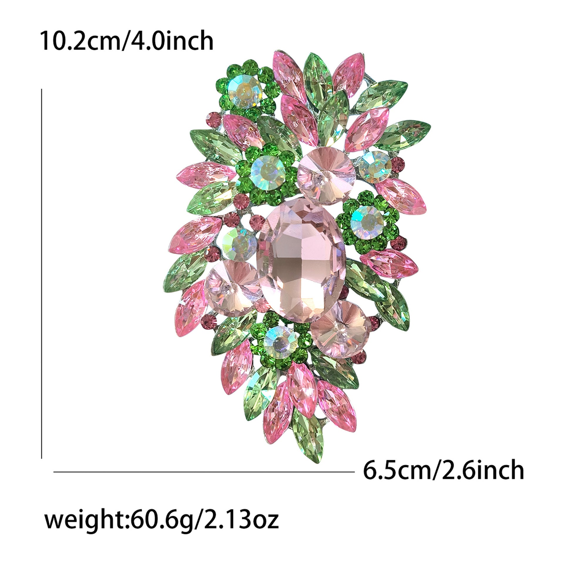 Wholesale Pink Green Floral Crystal Glass Brooch Women S Decorative Fashion Gift