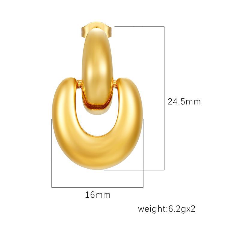 Wholesale Retro  Two-in-One Plating 18K Titanium Steel Earrings