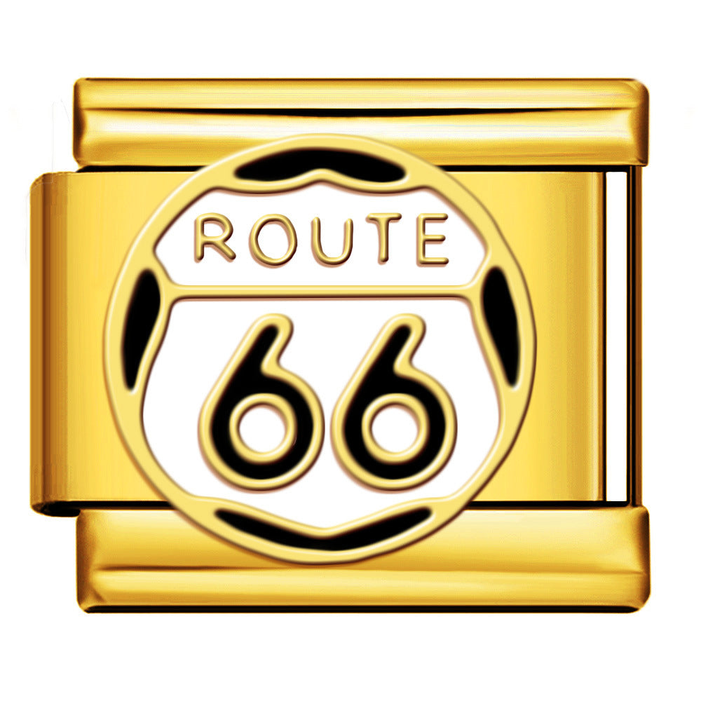 Wholesale   Italian Charm Bracelet 9mm DIY gold-plated oil-spliced Creative Stainless Steel Composable Bracelet