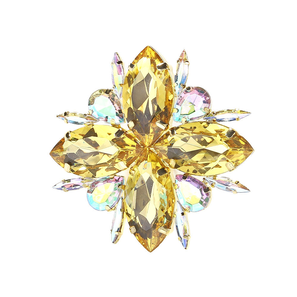Wholesale  Rhinestone ring exaggerated light luxury flower ring