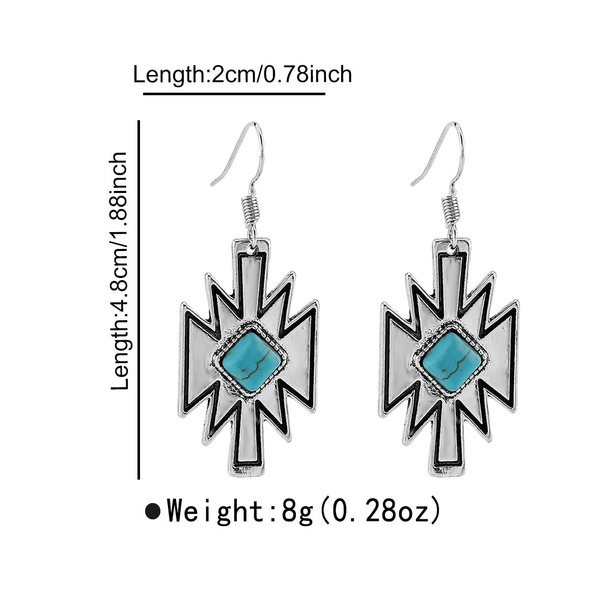 Wholesale Retro Bohemian Geometric Inlay Turquoise Pendant Ethnic Style All-match Earrings