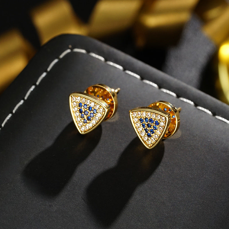 Wholesale S925 Silver Needle Triangle Geometric Zircon Earrings