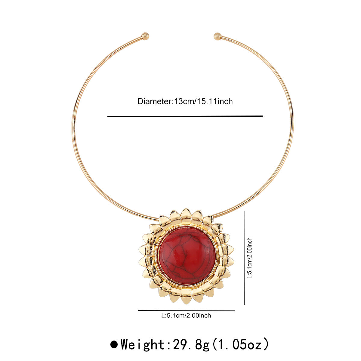 Wholesale  round turquoise inlaid flowers metal earrings collar light luxury necklace stud earrings
