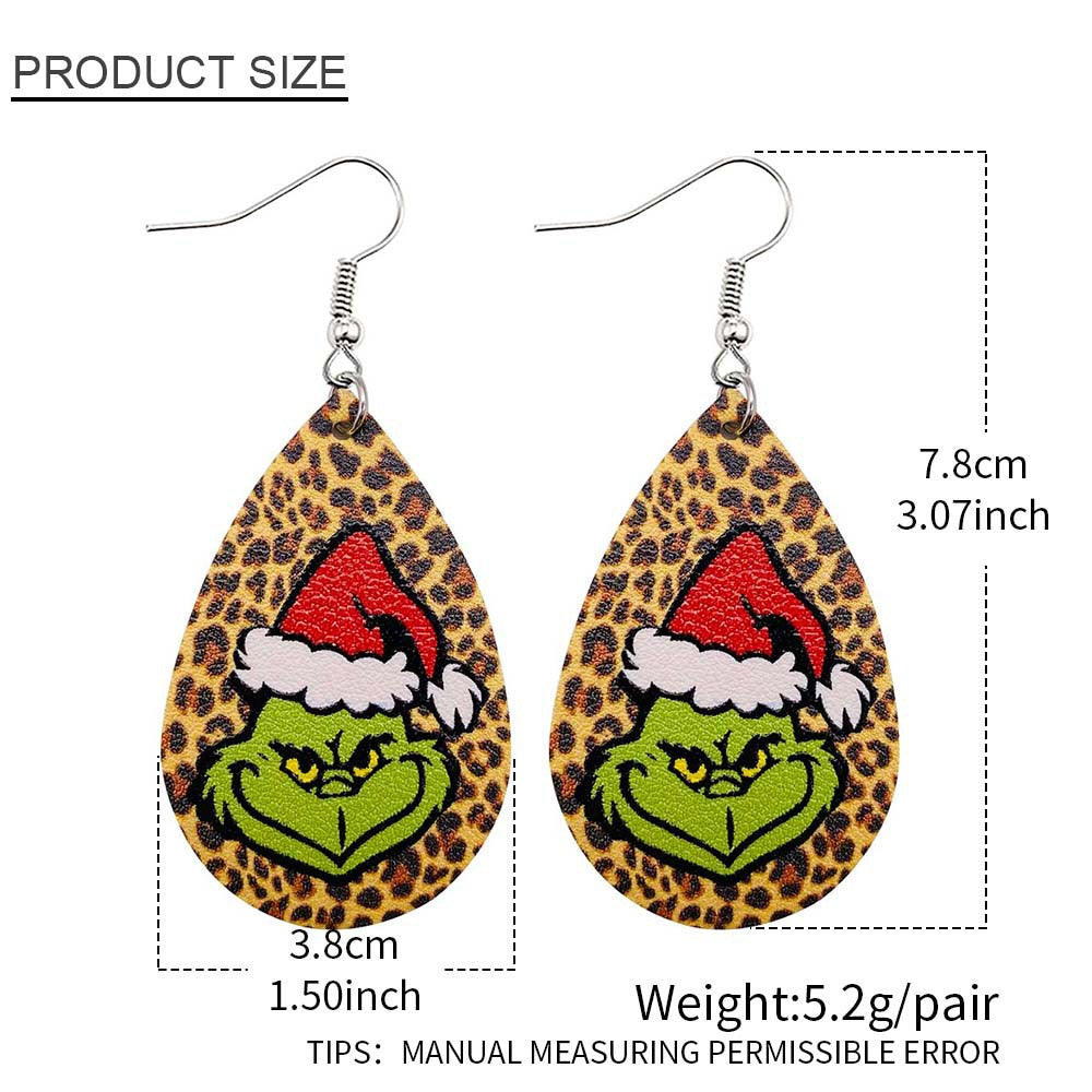 Wholesale Christmas Green Frog Leather Earrings