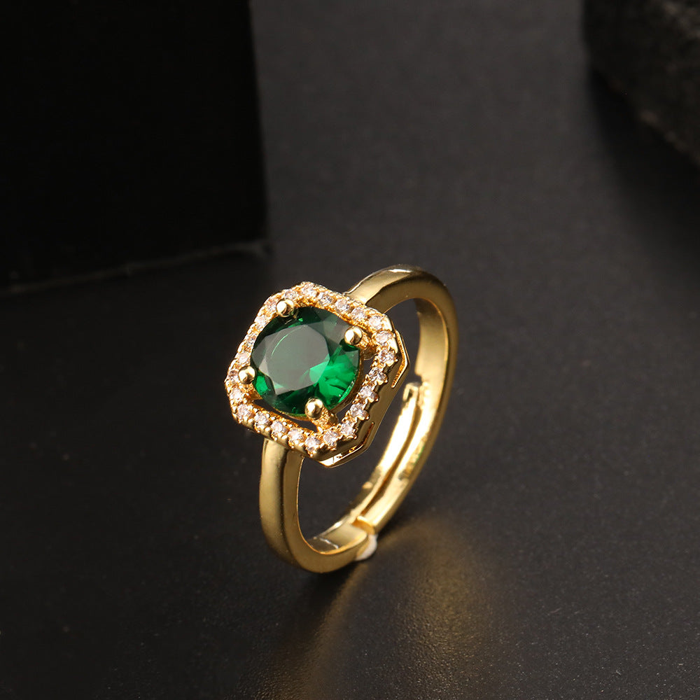 Wholesale Vintage Emerald Green Open Snake Ring Copper Zircon Women S Fashion Jewelry Accessory