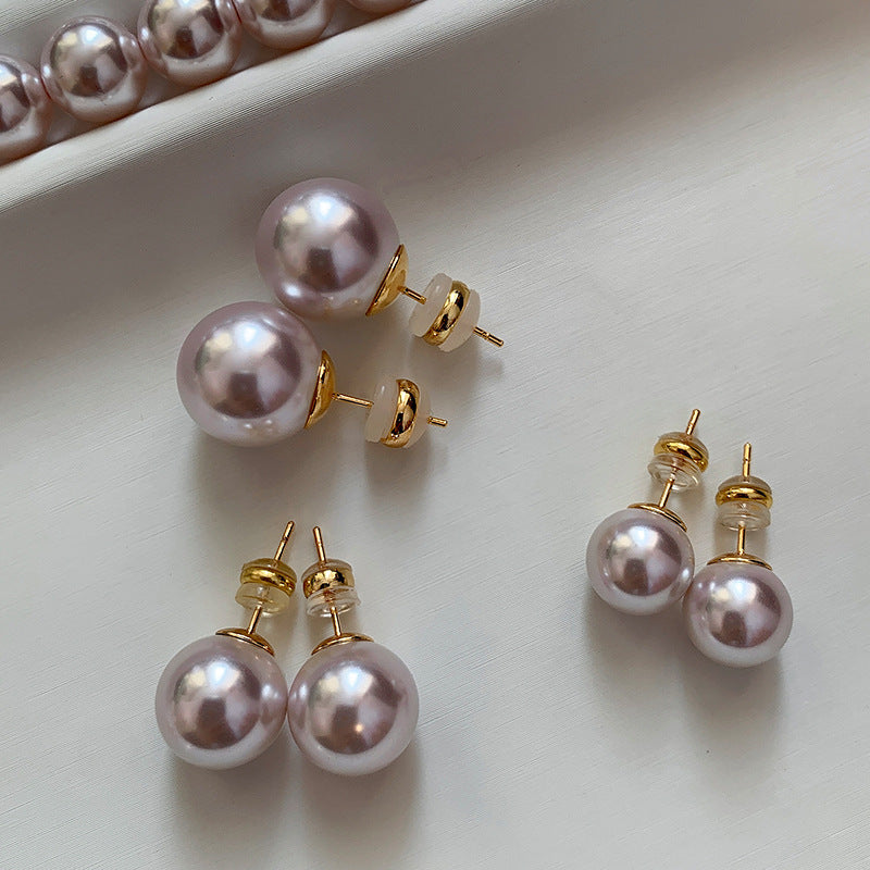 Wholesale Sterling Silver Aurora Purple Steamed Bread Big Pearl Earrings