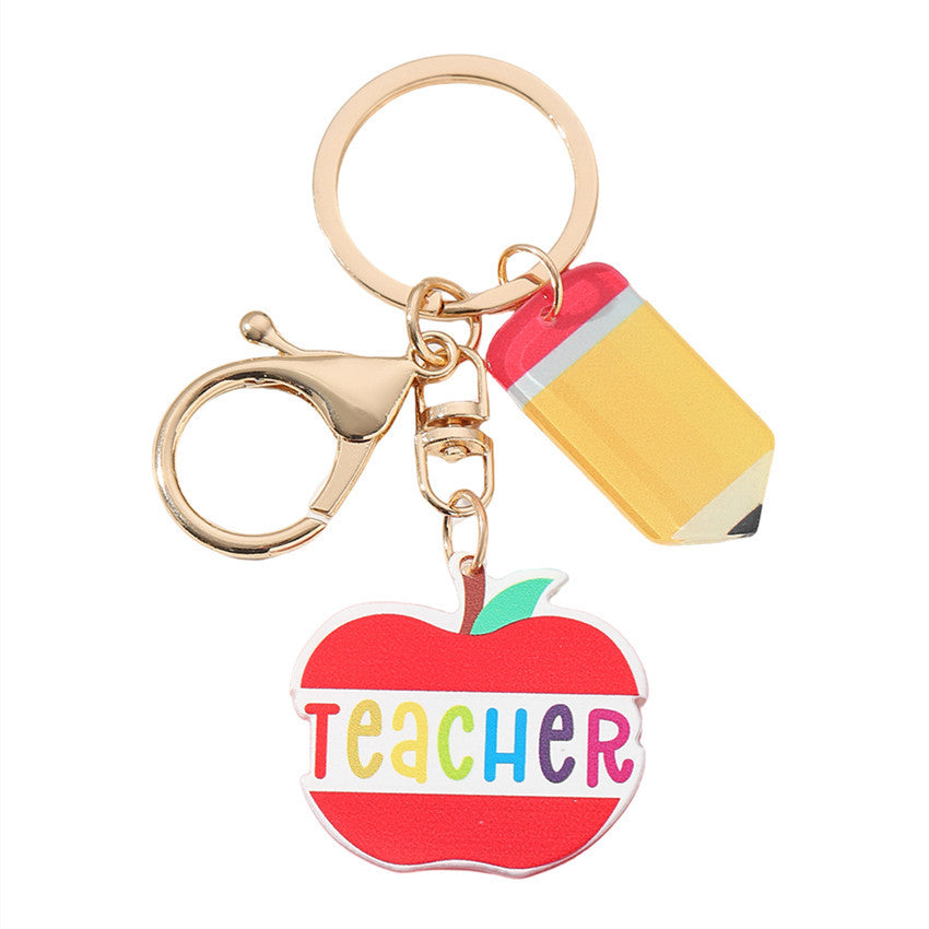 Wholesale Acrylic Teacher Keychain Decorative Accessory for Teacher' s Day Gift