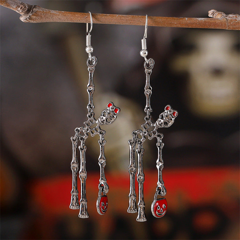 Wholesale Chic  Skeleton Hand Pumpkin Bag Earrings Creative Zinc Alloy Fashion Accessory For Gift And Boutique Resale