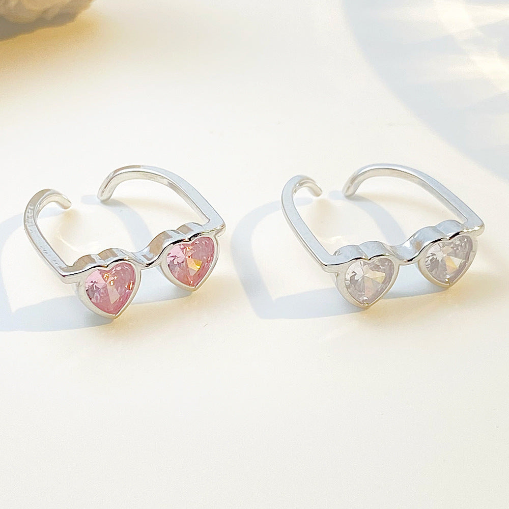 Wholesale Pink Heart-Shaped Glasses Ring