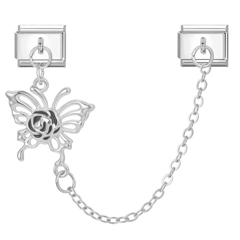 Wholesale Italian Charm Bracelet 9mm DIY Splicing Double Charm Chain Stainless Steel Composable Bracelet