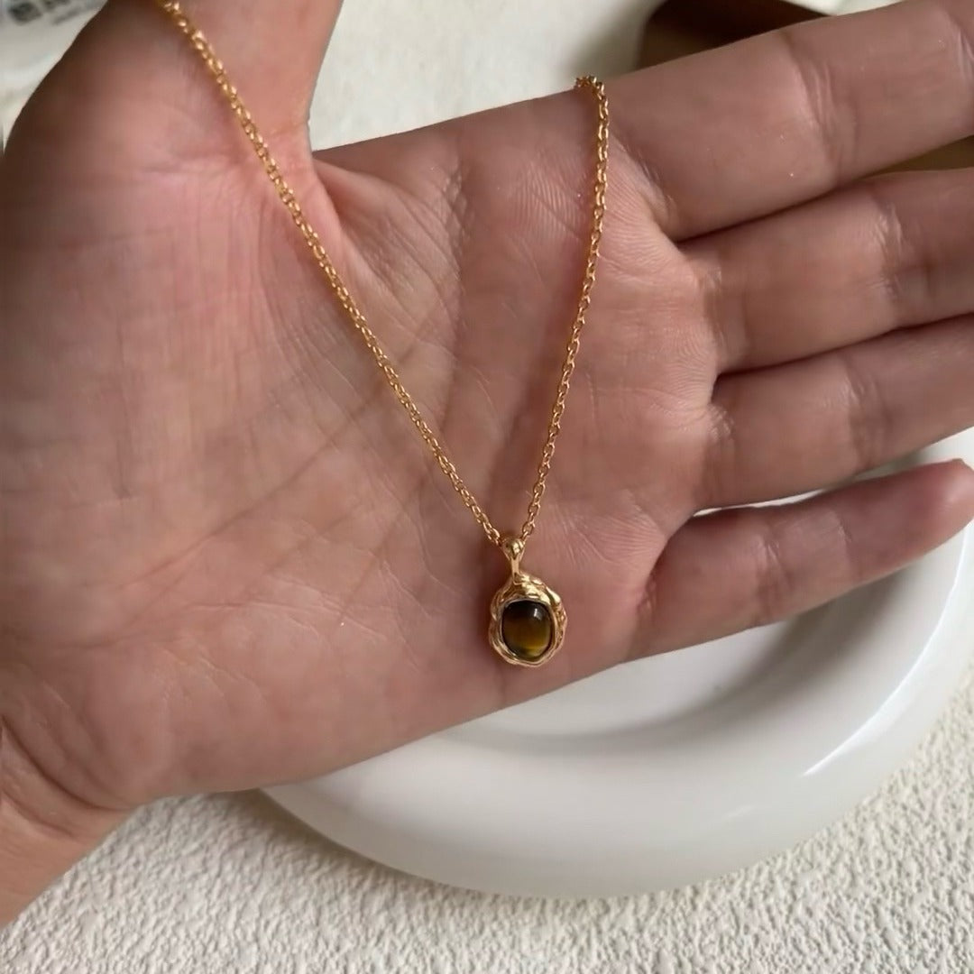 Wholesale S925 Sterling Silver Tiger Eye Stone necklace