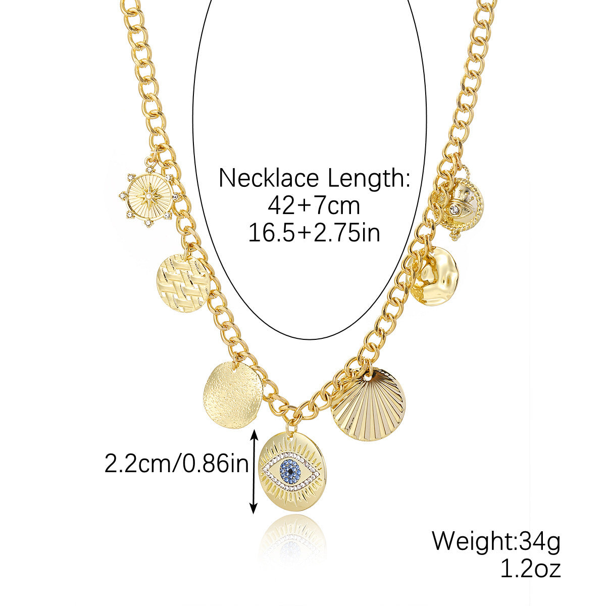 Wholesale  Devil's Eye Necklace Exaggerated Eye Alloy Pendant Necklace