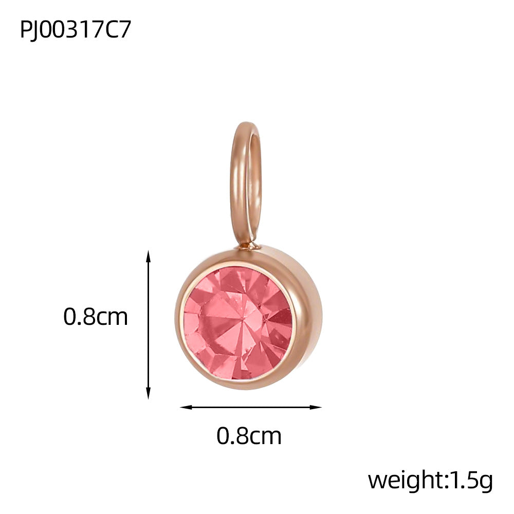 Wholesale Stainless steel birthday stone DIY color pendant