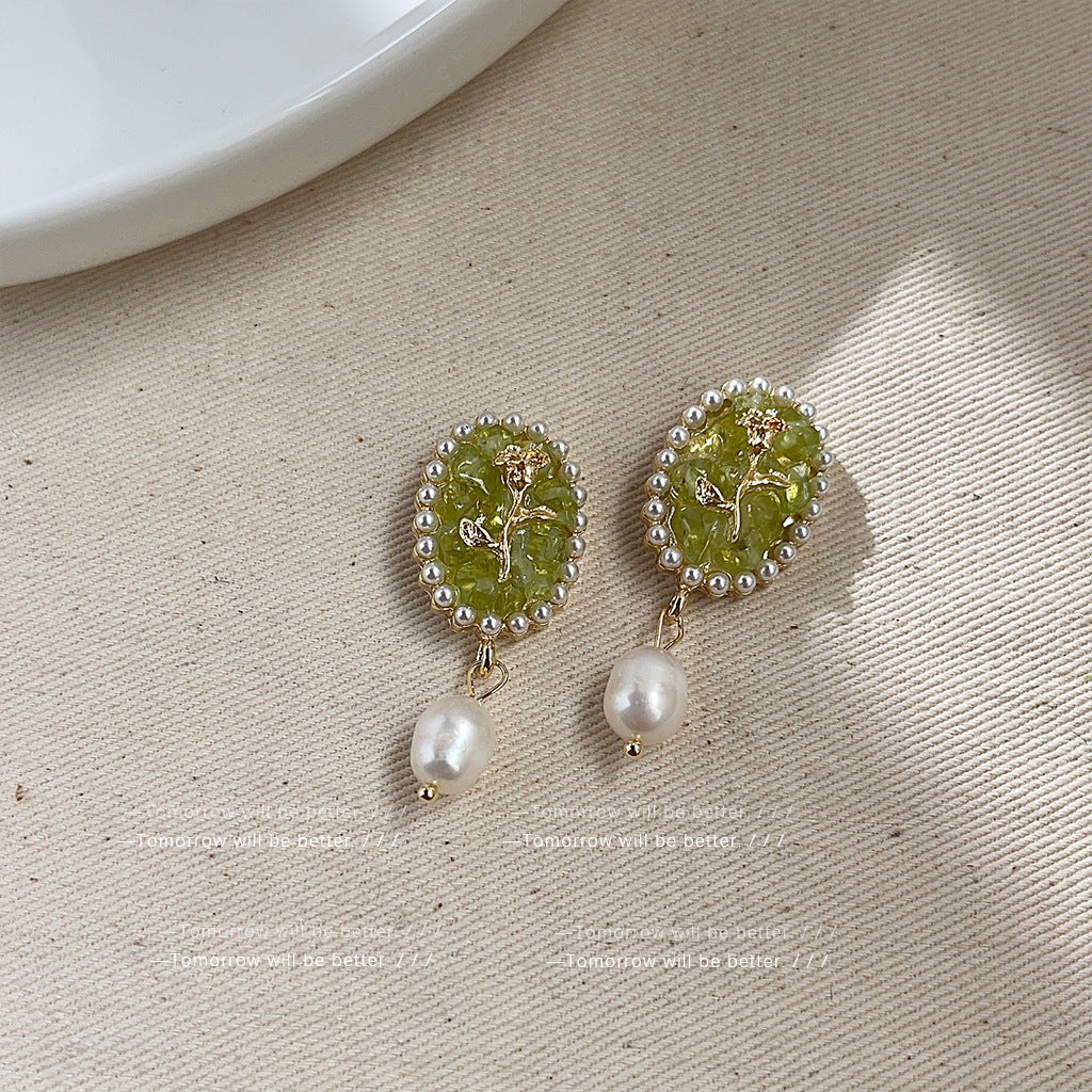 Wholesale Green Flower Earrings Tea Earrings ACC-ES-Eryu001