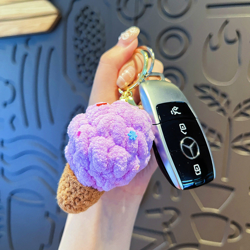 Wholesale Colorful Plush Ice Cream Keychain Cartoon Bag Charm Cute Gift