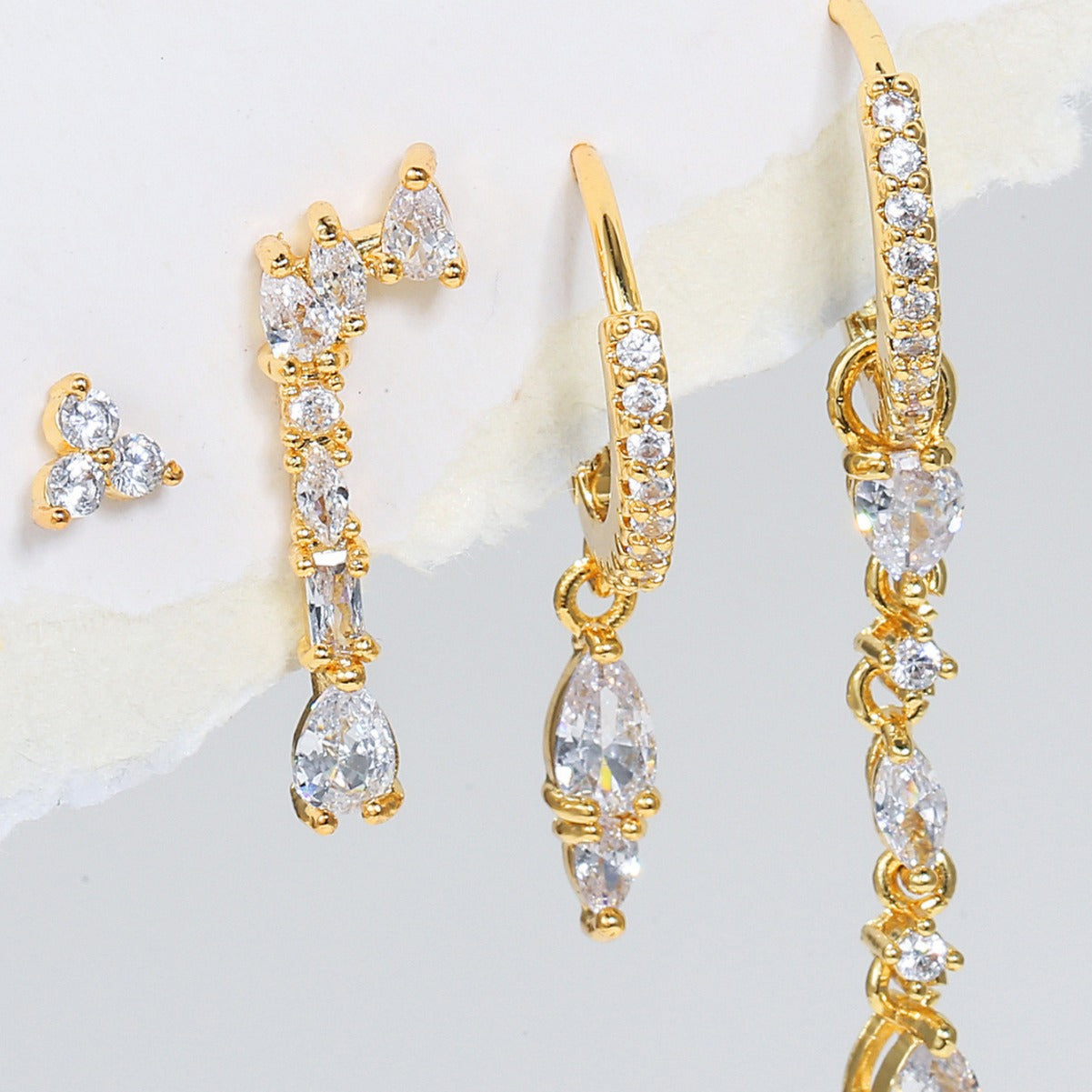 Wholesale geometric zircon ear studs earrings Valentine's Day