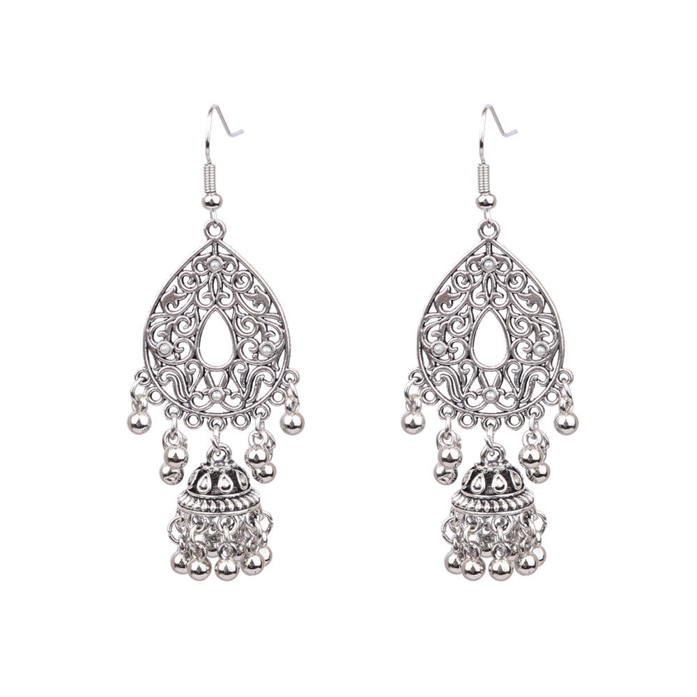 Wholesale Tribal Long Bell Tassel Earrings Alloy Jewelry Accessory for Resale