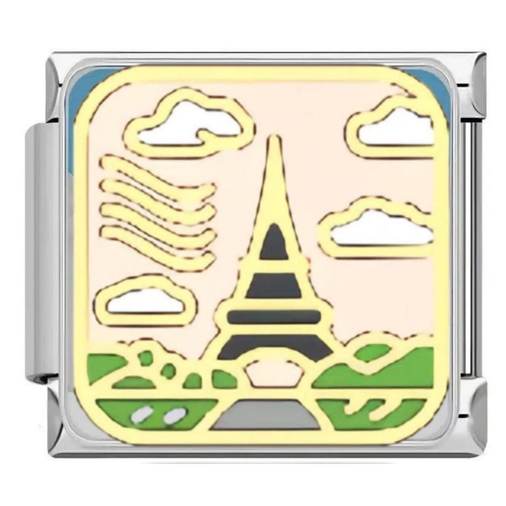 Wholesale Italian Charms Bracelet DIY Fashion Accessory World Landmark Design Titanium Steel Enamel Charms Gift For Resale