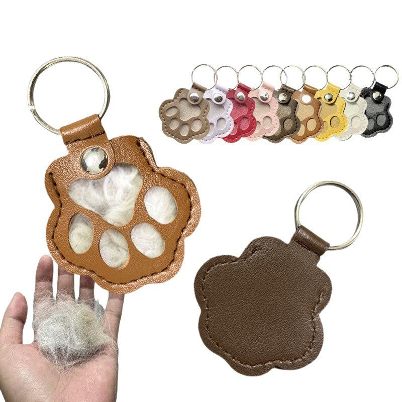 Wholesale Leather Cat Paw Keychain Cute Kitten Paw Pendant for Pet Hair Collection