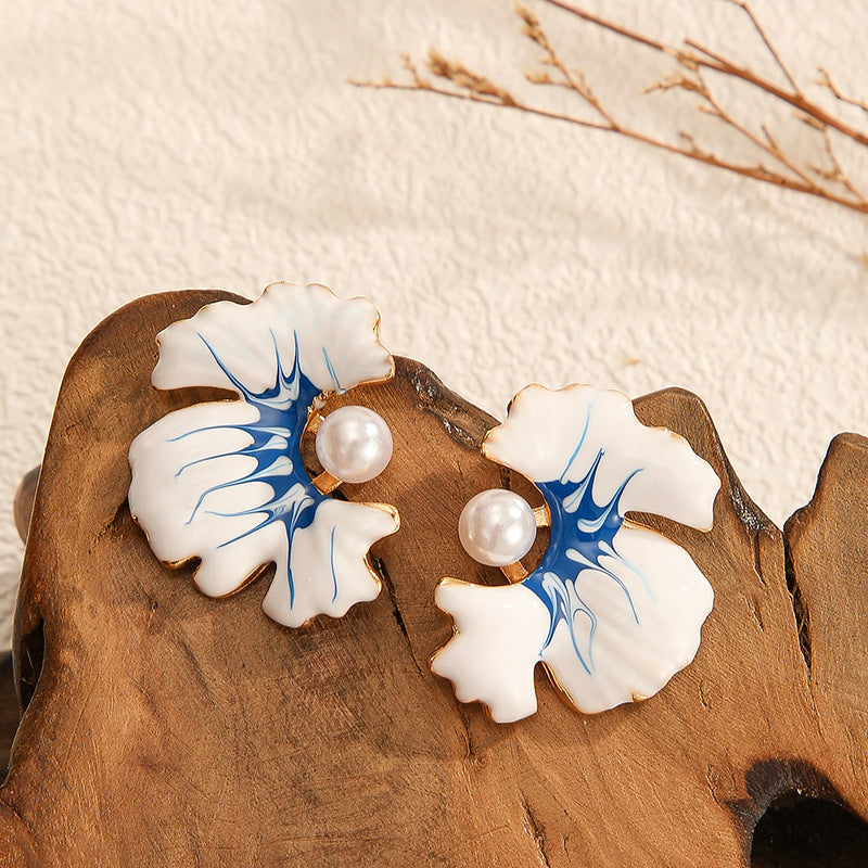 Wholesale  color oil drop flower earrings