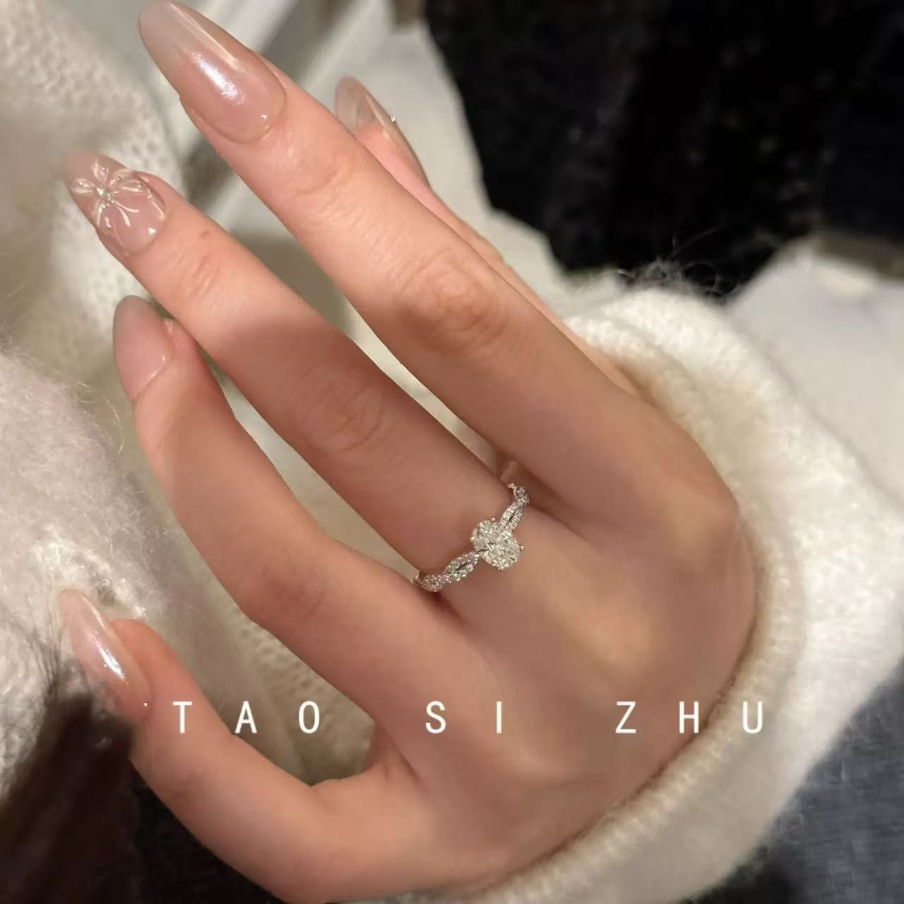 Wholesale Spiral Adjustable Ring Micro-set Zircon Twirling Ballet Design Chic Jewelry Accessory