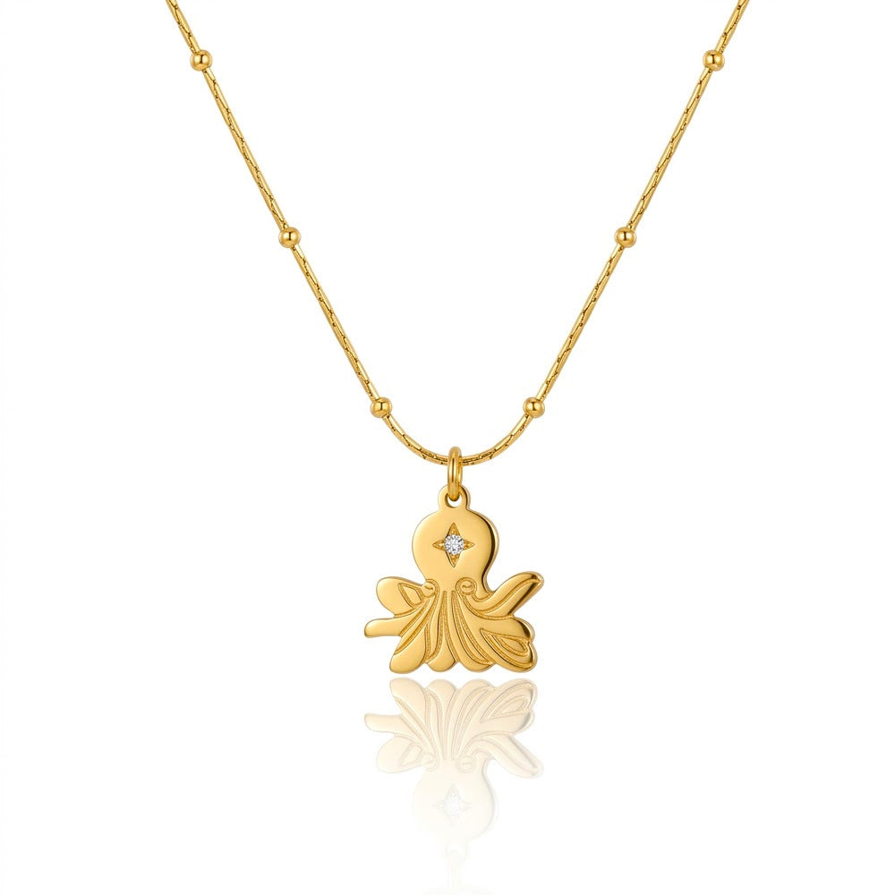 Wholesale Ocean Style Titanium Steel   Enamel Sea Turtle and Starfish Necklace
