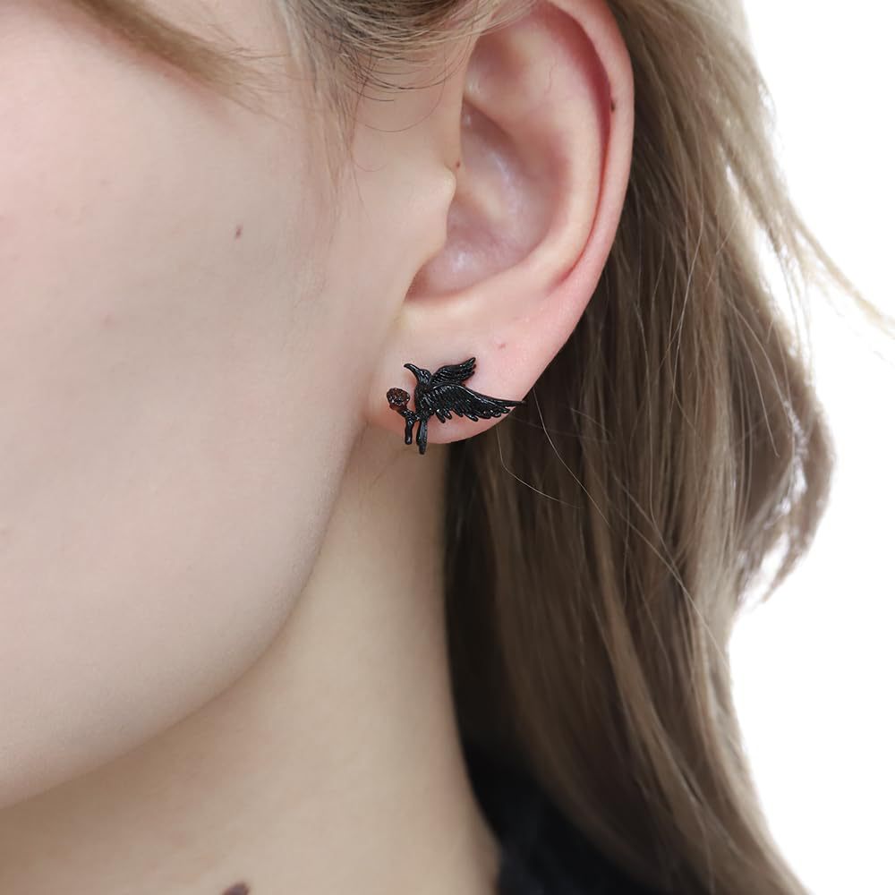 Wholesale Raven with Flowers Creative Earrings