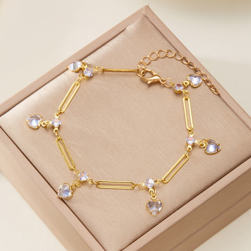Wholesale Heart Eyes Cherry Rhinestone Bracelet Trendy Fashion Jewelry Accessory For Gift And Boutique Resale