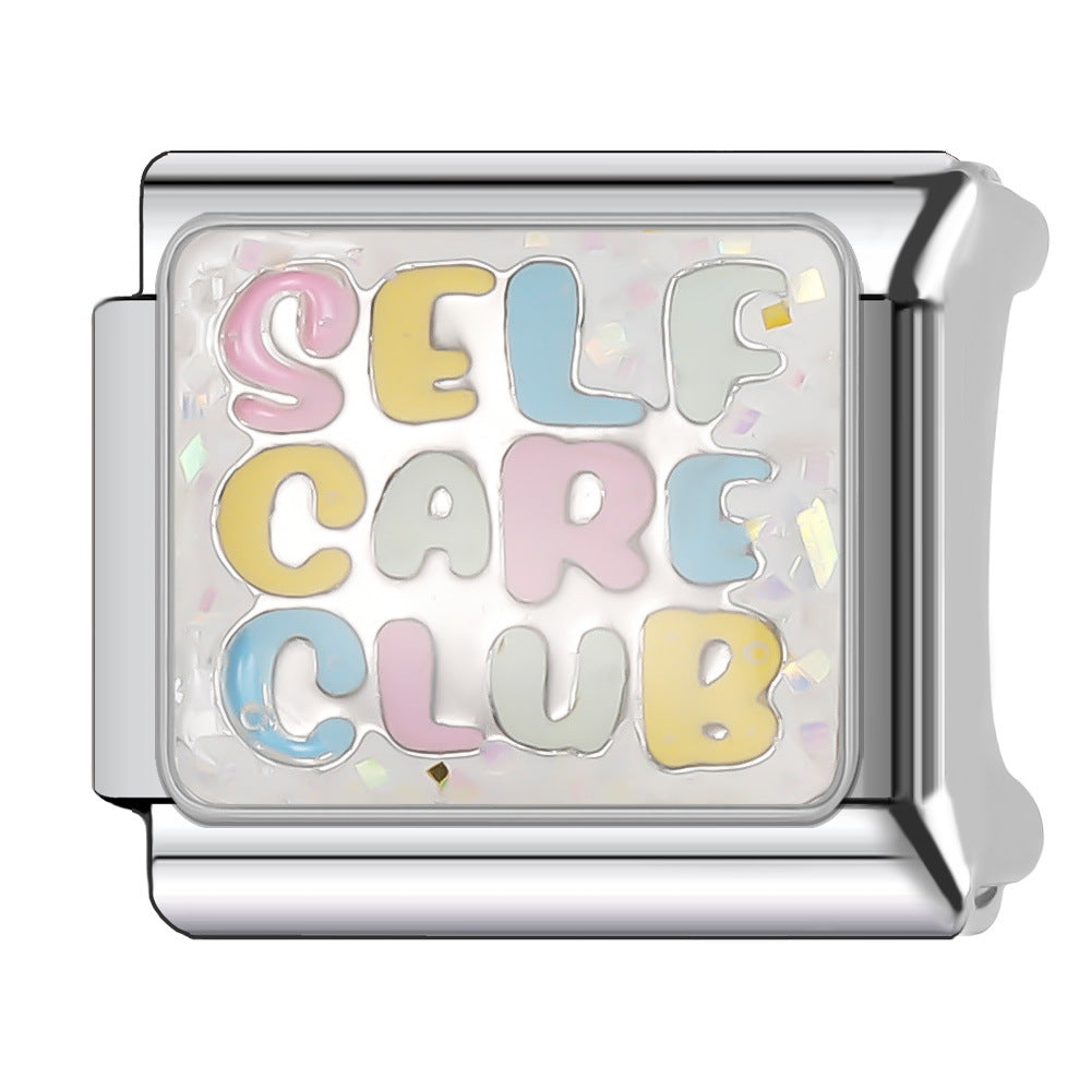 Wholesale Italian Charm Bracelet 9mm DIY Splicing English Short Sentence Series Stainless Steel Composable Bracelet