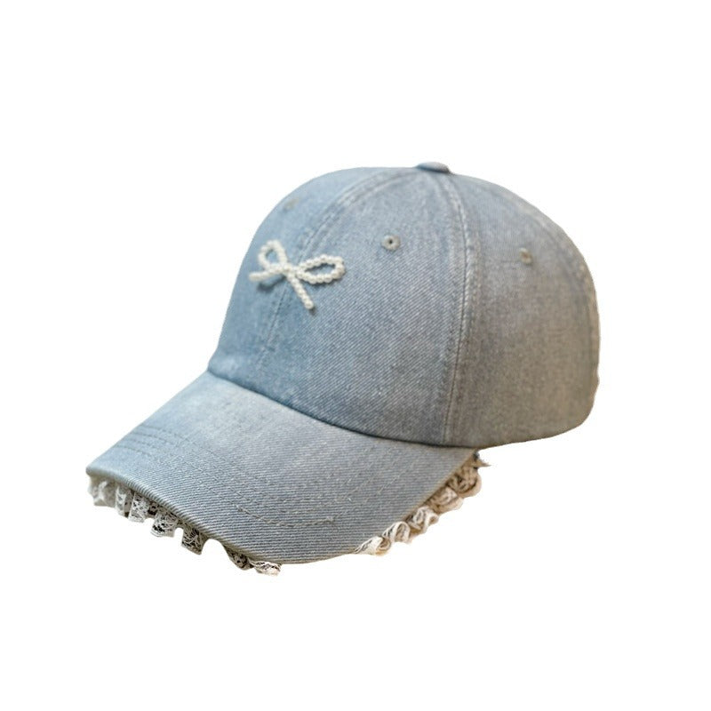 Wholesale Lace trim denim baseball cap