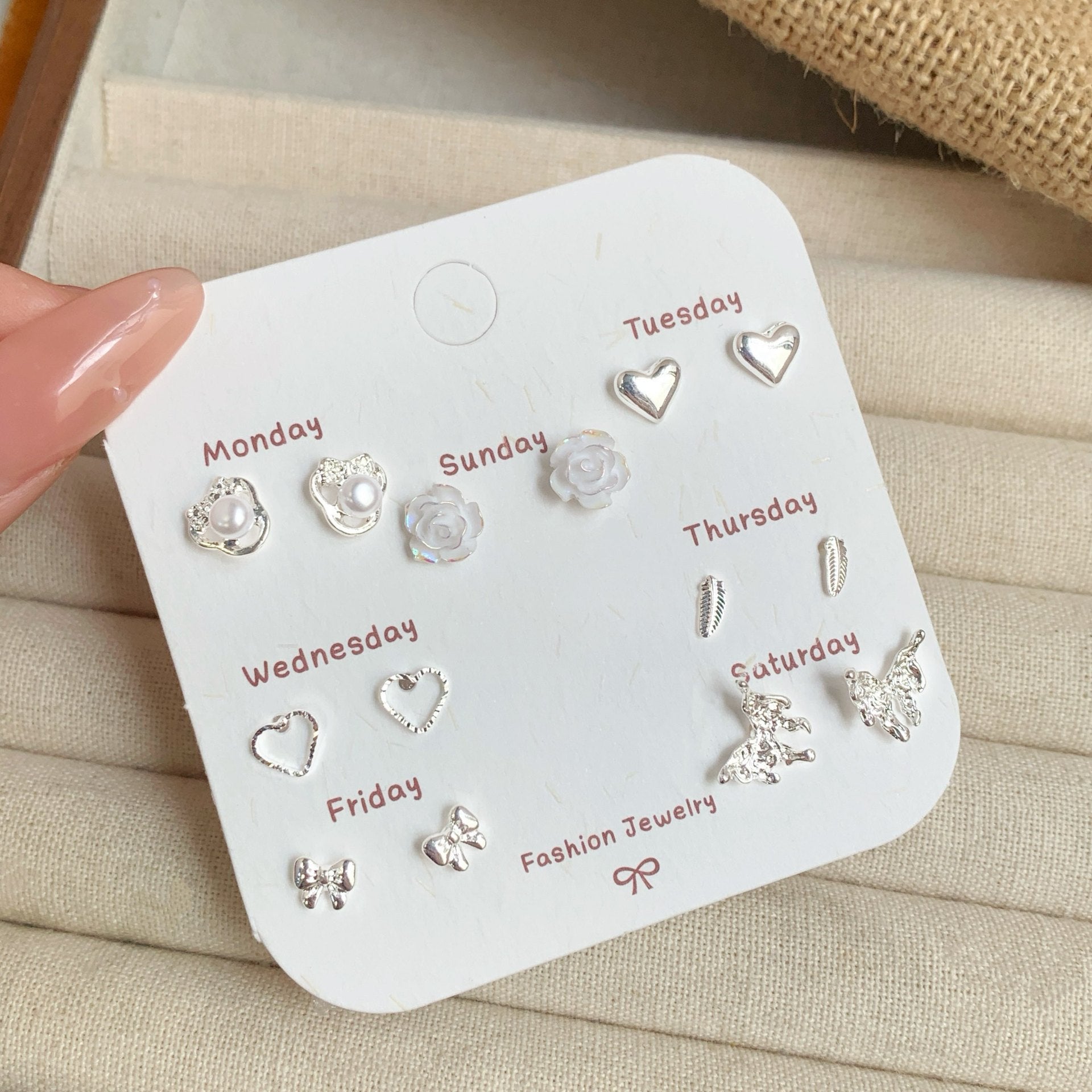 Wholesale Silver zircon butterfly flower star earring set