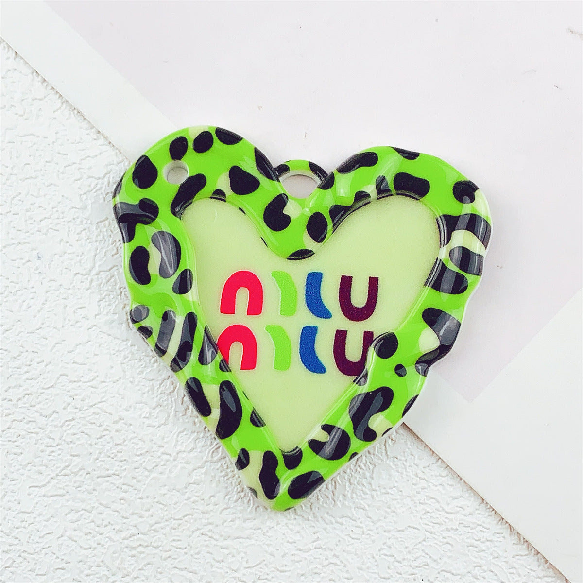 Acrylic Double-Sided Printed Colorful Leopard Print Large Heart Pendant